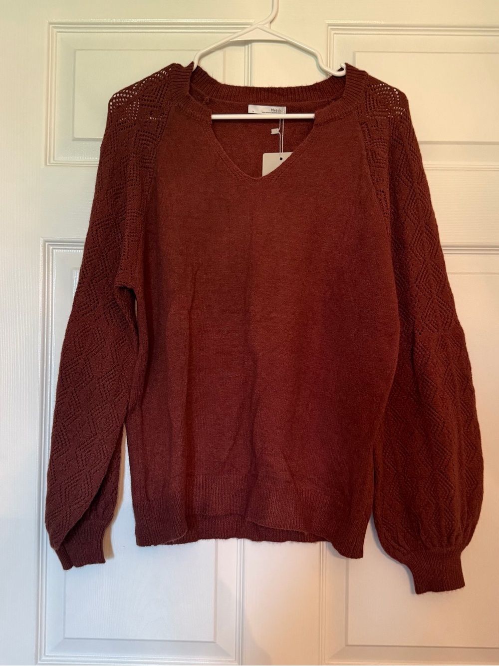 V-Neck Knit Sweater in Rust